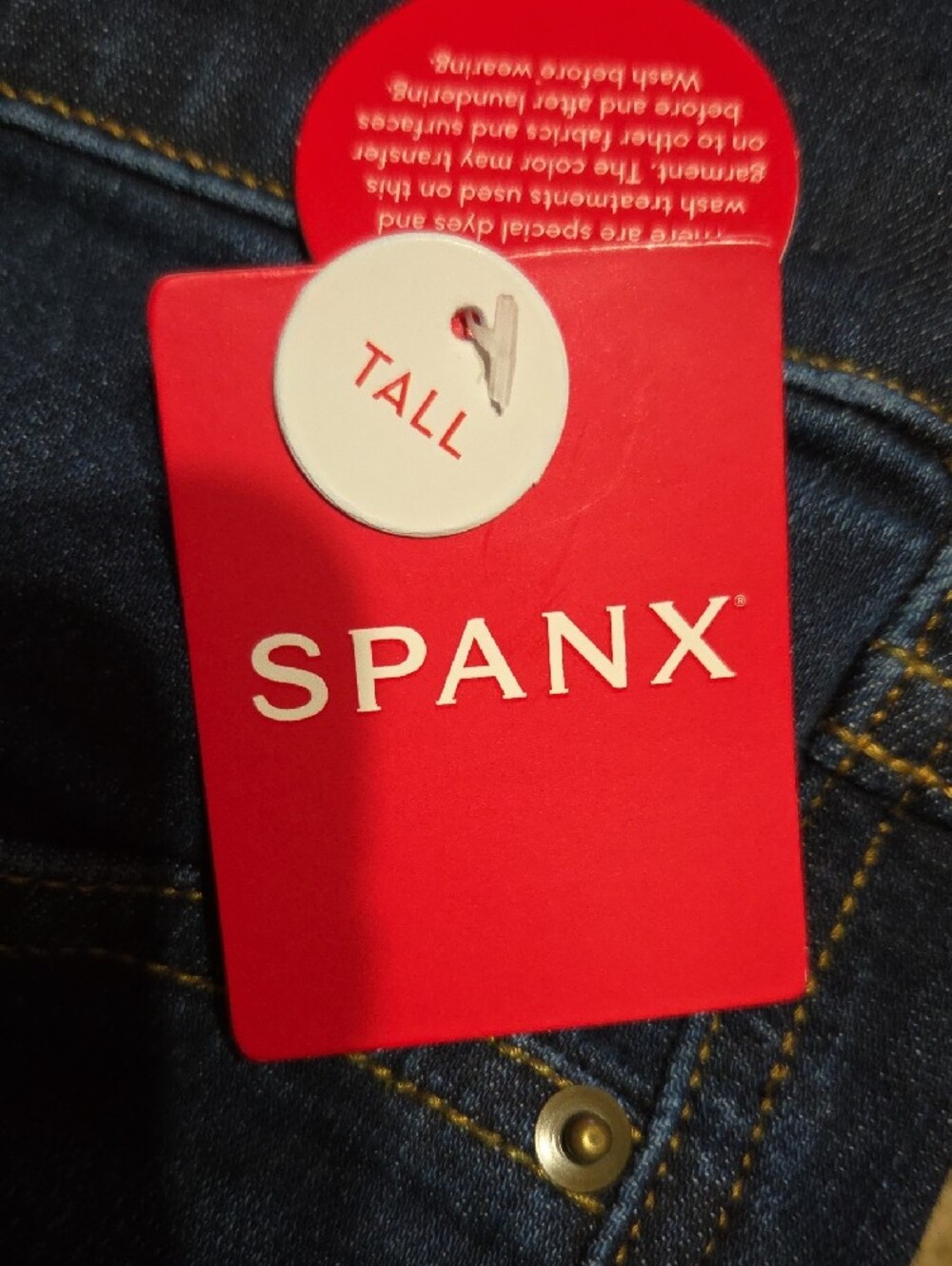 SPANX Jeans Midnight Shade Dark Blue Flare Pull On- Women LONG LARGE L Tall - Picture 2 of 8